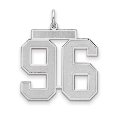 Large Satin Number 96 Charm Pendant in Real 925 Sterling Silver