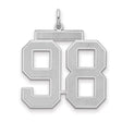 Large Satin Number 98 Charm Pendant in Real 925 Sterling Silver
