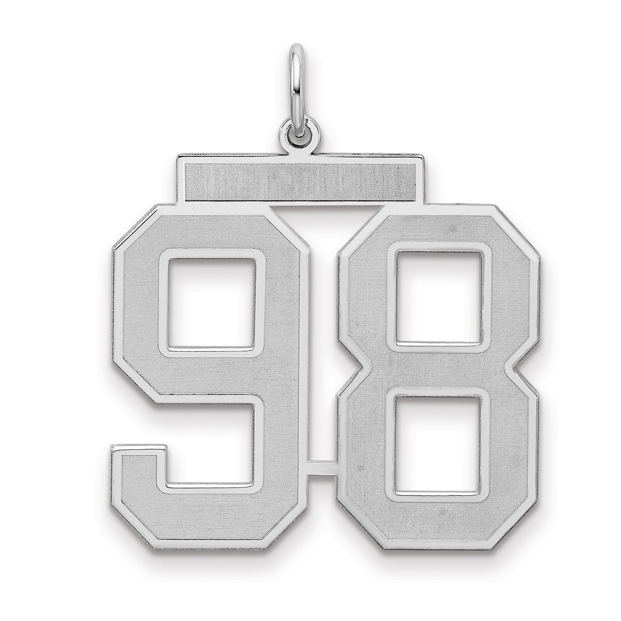 Large Satin Number 98 Charm Pendant in Real 925 Sterling Silver