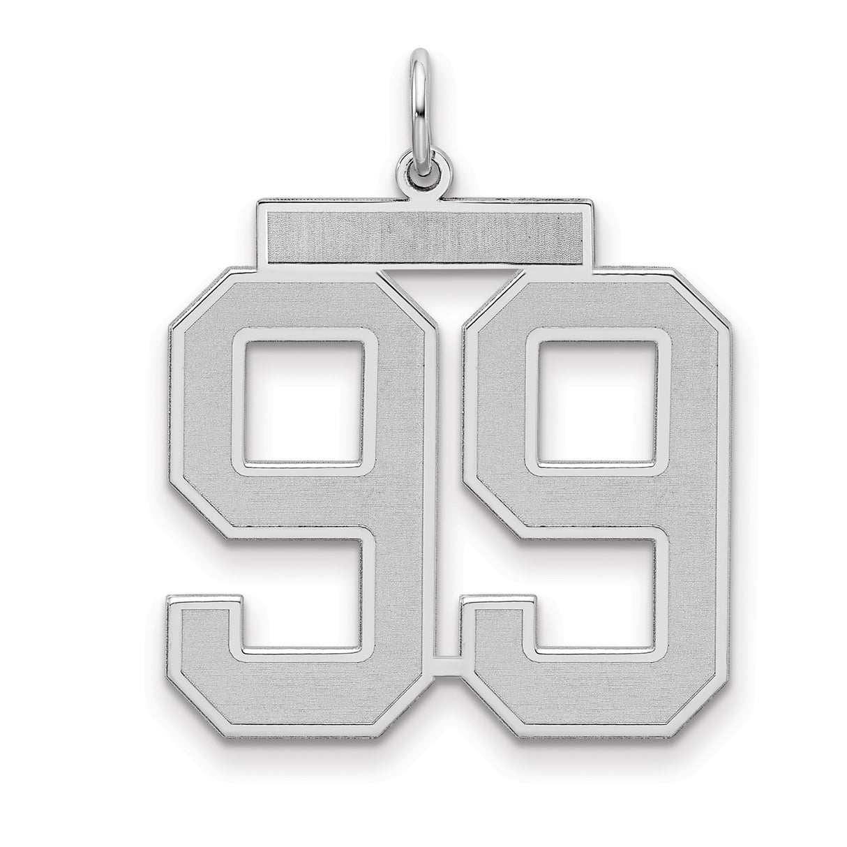 Large Satin Number 99 Charm Pendant in Real 925 Sterling Silver