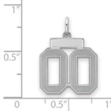 Small Satin Number 00 Charm Pendant in Real 925 Sterling Silver
