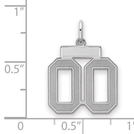 Small Satin Number 00 Charm Pendant in Real 925 Sterling Silver