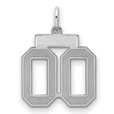 Small Satin Number 00 Charm Pendant in Real 925 Sterling Silver