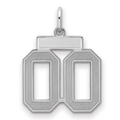 Small Satin Number 00 Charm Pendant in Real 925 Sterling Silver