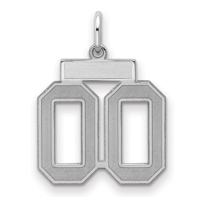 Small Satin Number 00 Charm Pendant in Real 925 Sterling Silver