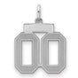 Small Satin Number 00 Charm Pendant in Real 925 Sterling Silver