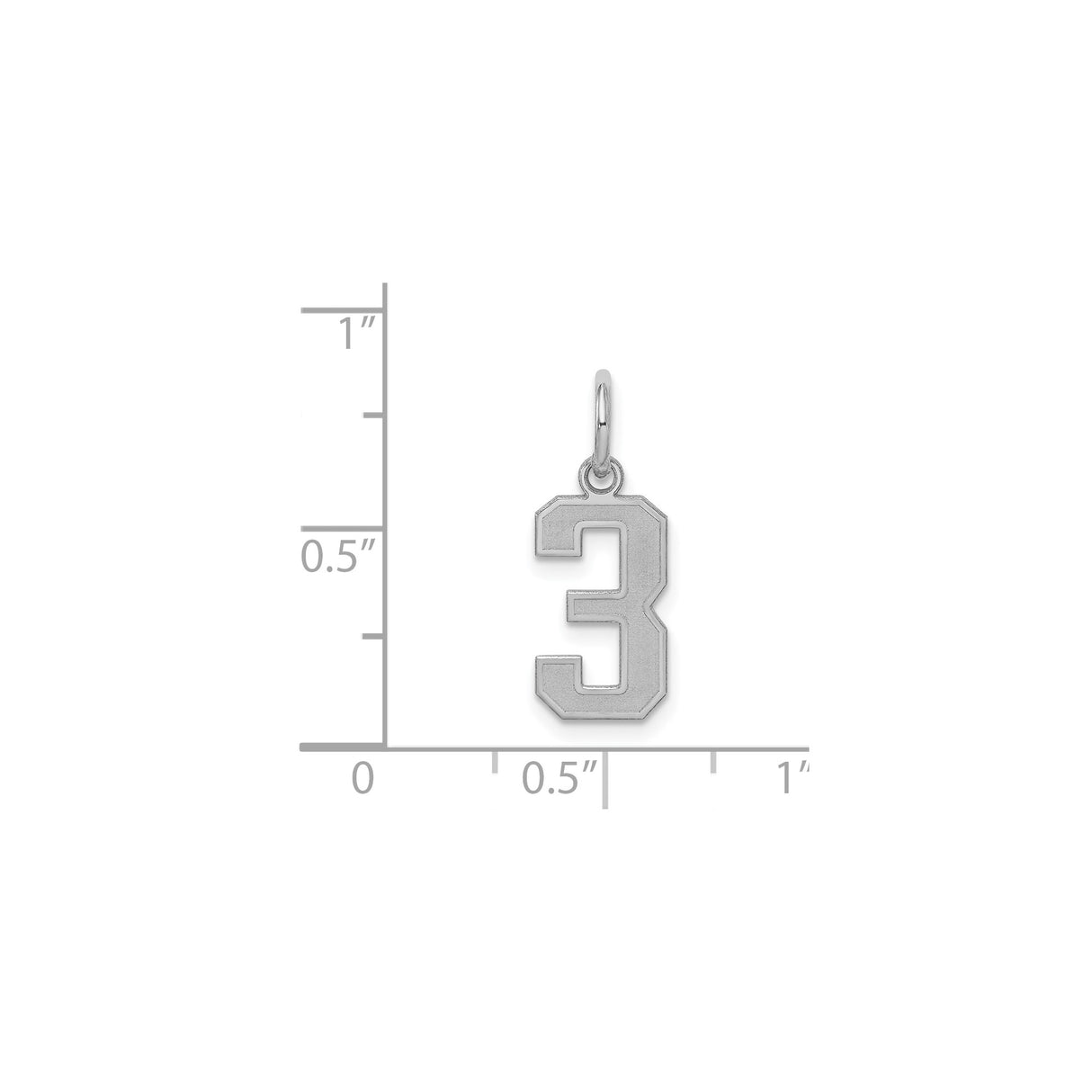 Sterling Silver Number Three Pendant Charm, Bold Block Style Unisex Numeric Jewelry