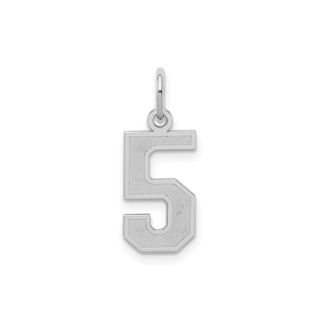 Sterling Silver Number 5 Pendant Charm, Bold Block Design, Unisex Lucky Number Jewelry