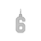 Sterling Silver Number Six Pendant Charm, Bold Block Style, Unisex Jewelry