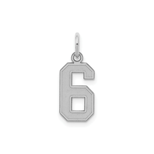 Sterling Silver Number Six Pendant Charm, Bold Block Style, Unisex Jewelry