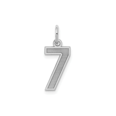 Sterling Silver Number 7 Pendant Charm with Matte Interior and Polished Exterior