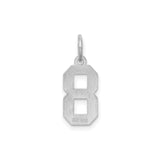 Sterling Silver Number 8 Pendant Charm, Bold Block Font, Lucky Numerology Theme, Unisex Jewelry