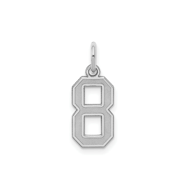 Sterling Silver Number 8 Pendant Charm, Bold Block Font, Lucky Numerology Theme, Unisex Jewelry