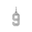 Sterling Silver Number 9 Pendant Charm, Bold Block Design, Sports Fan Jewelry