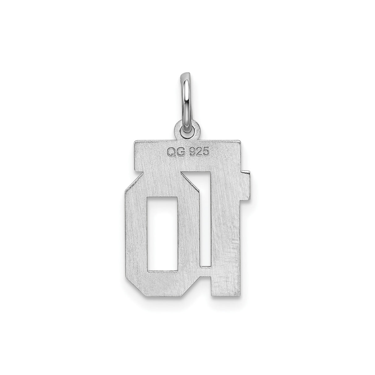 Sterling Silver Number 10 Pendant, Bold Block Numeral Sports Charm, Unisex Jewelry