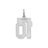 Sterling Silver Number 10 Pendant, Bold Block Numeral Sports Charm, Unisex Jewelry
