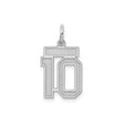 Sterling Silver Number 10 Pendant, Bold Block Numeral Sports Charm, Unisex Jewelry