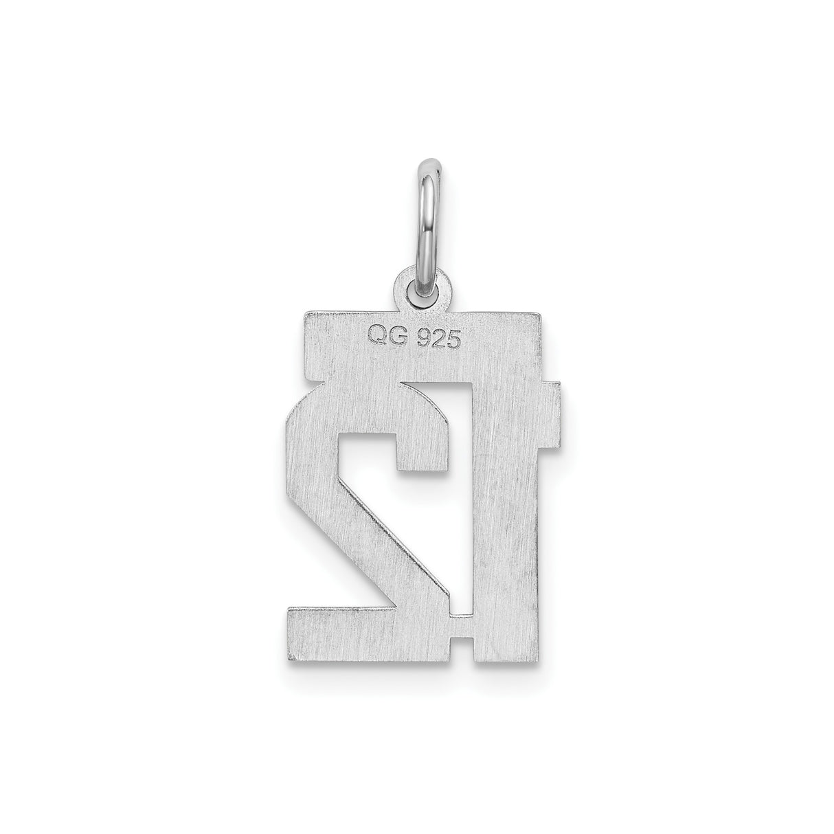 Sterling Silver Number 12 Pendant, Bold Block Jersey Charm for Sports Fans