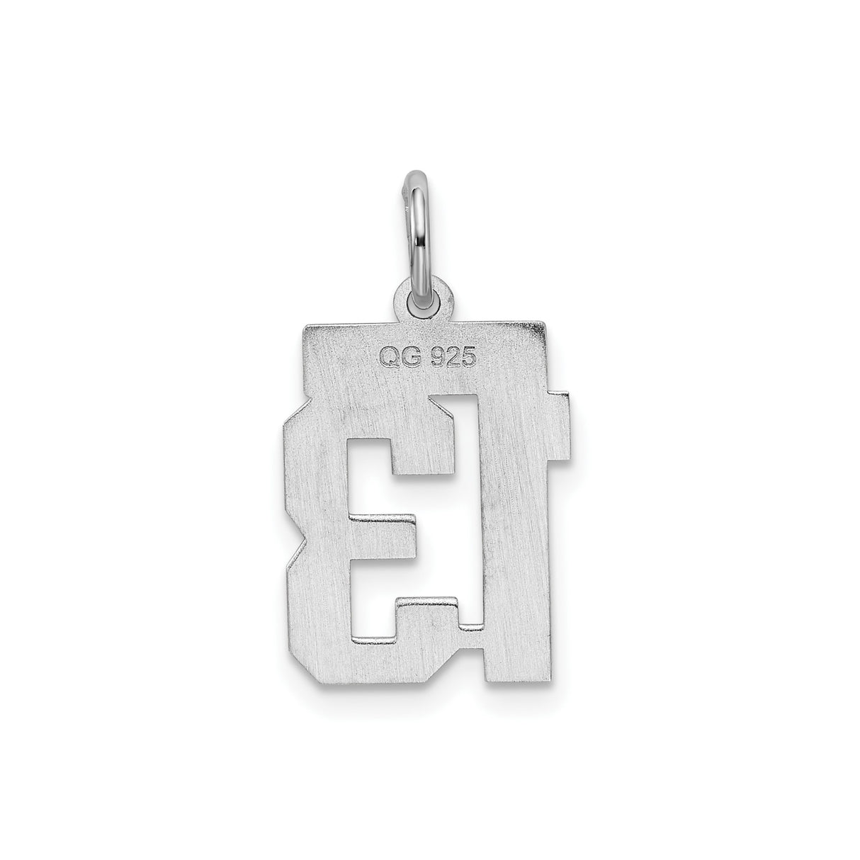 Sterling Silver Number 13 Pendant Charm, Bold Block Style, Unisex Numeric Jewelry