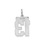 Sterling Silver Number 13 Pendant Charm, Bold Block Style, Unisex Numeric Jewelry