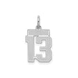 Sterling Silver Number 13 Pendant Charm, Bold Block Style, Unisex Numeric Jewelry
