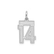 Sterling Silver Number 14 Pendant, Bold Varsity Style Sports Charm, Unisex Jewelry