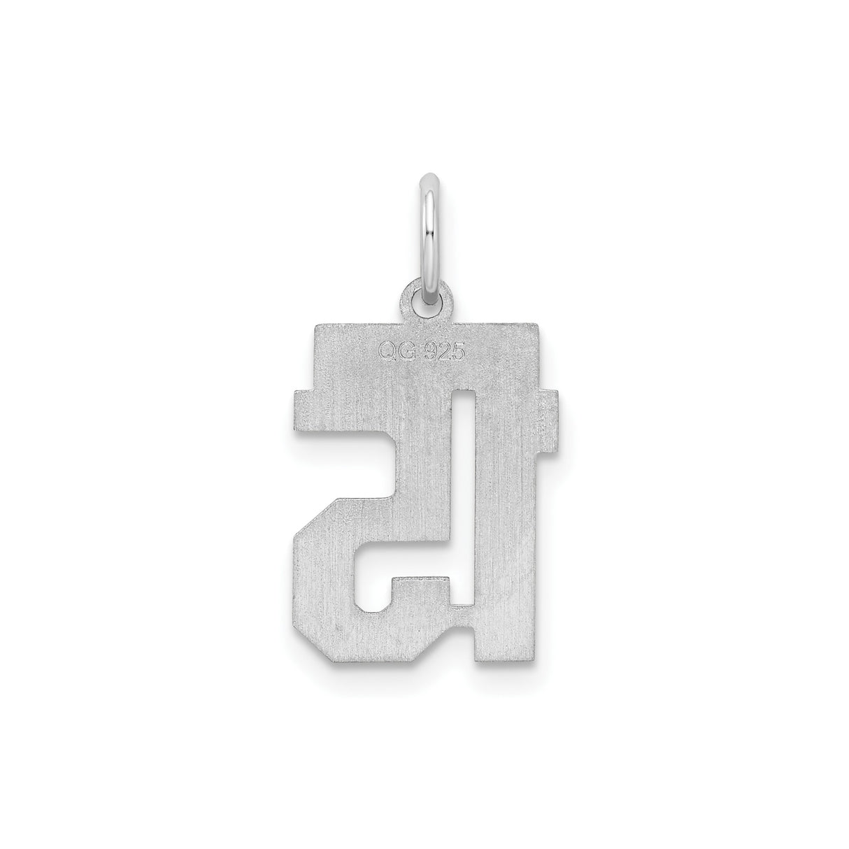 Sterling Silver Number 15 Pendant, Bold Block Design Sports Jersey Charm for Men, Women or Teens