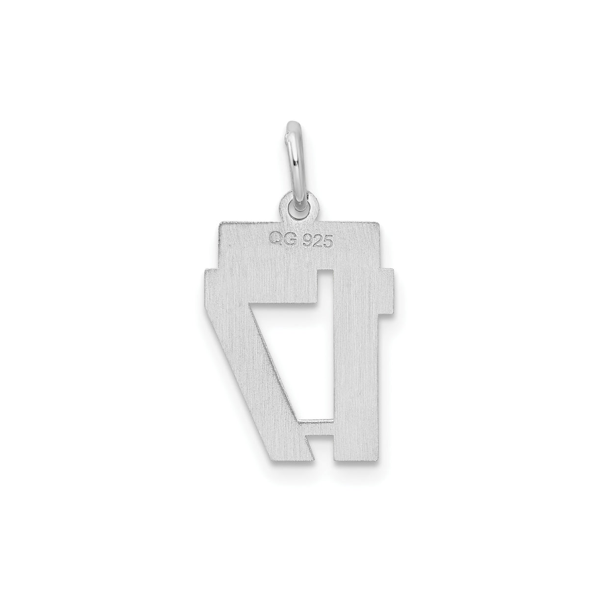 Sterling Silver Number 17 Pendant, Bold Block Style Athletic Charm for Men or Women