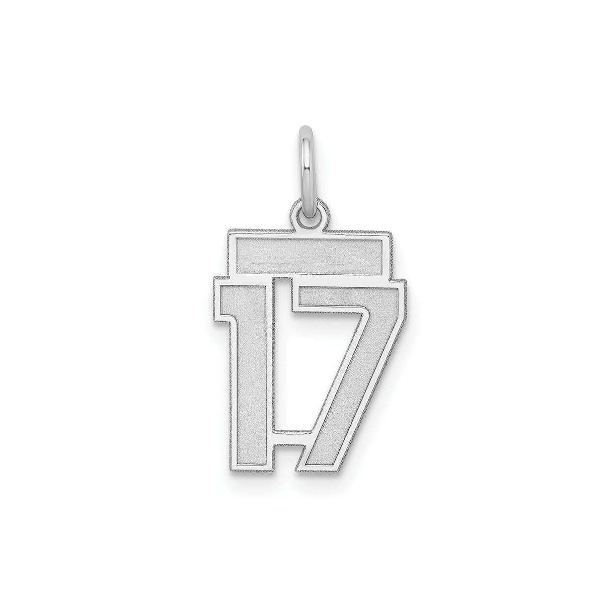 Sterling Silver Number 17 Pendant, Bold Block Style Athletic Charm for Men or Women