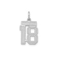 Sterling Silver Number 18 Pendant, Bold Block Style Charm for Birthday or Anniversary