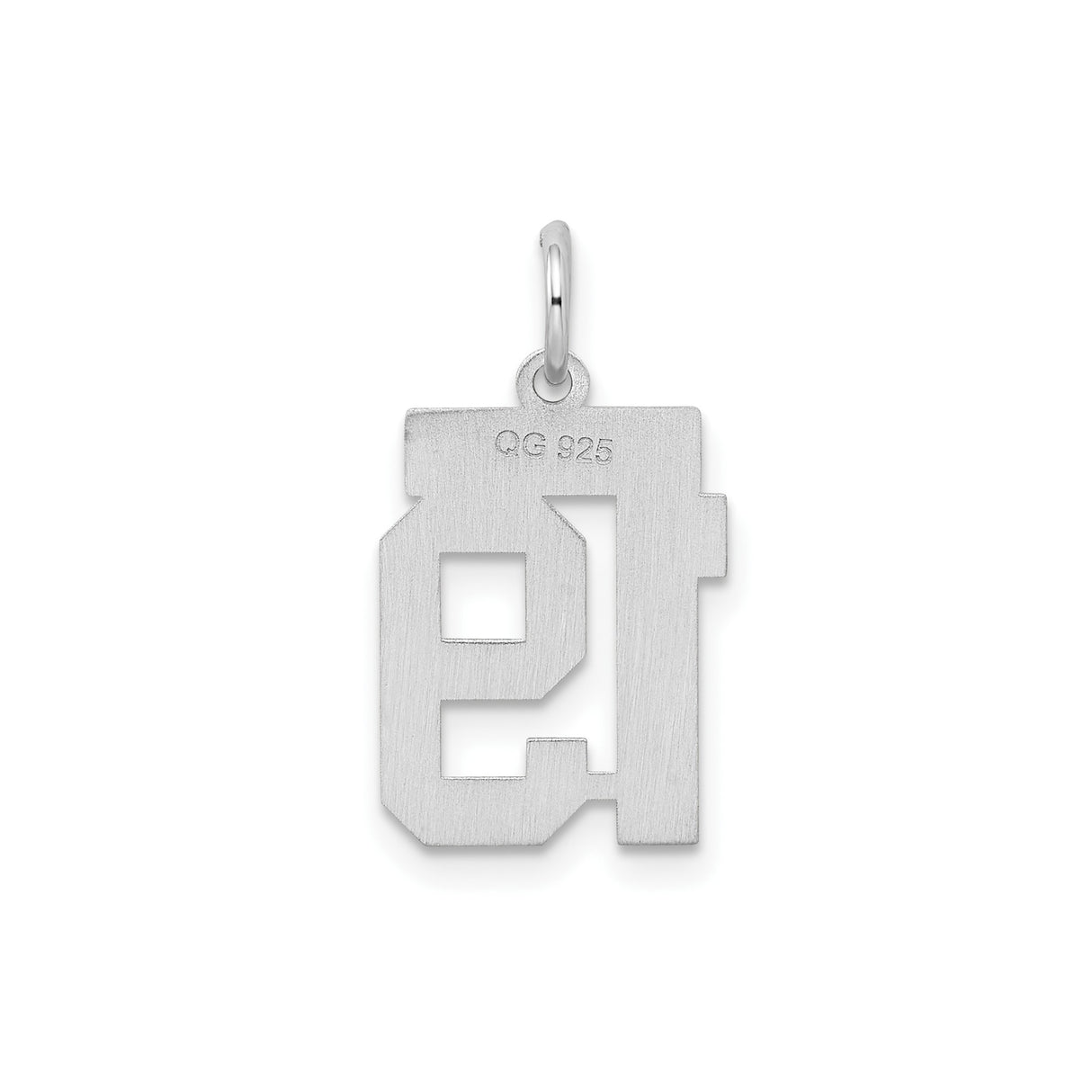 Sterling Silver Number 19 Pendant, Bold Block Font Sports Charm for Athletes or Fans