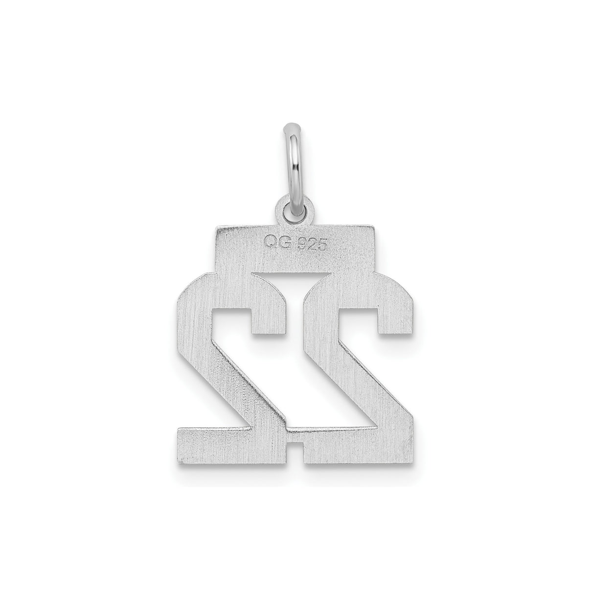 Sterling Silver Number 22 Pendant with Bold Block Numerals, Unisex Sports Charm