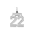 Sterling Silver Number 22 Pendant with Bold Block Numerals, Unisex Sports Charm