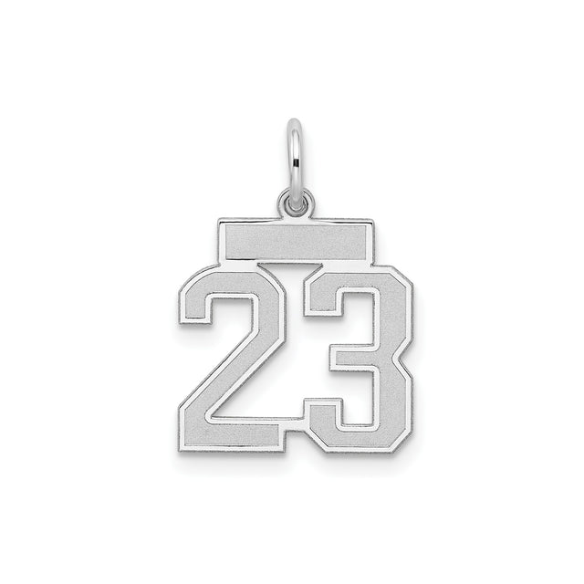 Sterling Silver Pendant with Number 23, Bold Block Sports Charm for Athletes