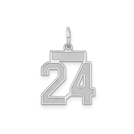 Sterling Silver Number 24 Pendant, Bold Cutout Sports Charm for Men or Women