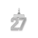 Sterling Silver Number 27 Pendant, Bold Block Numerals, Minimalist Unisex Charm
