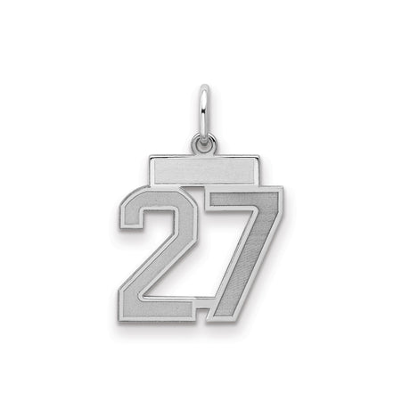 Sterling Silver Number 27 Pendant, Bold Block Numerals, Minimalist Unisex Charm