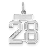 Sterling Silver Number 28 Pendant Charm, Bold Varsity Style, Unisex Sports Jewelry