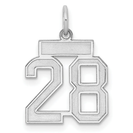 Sterling Silver Number 28 Pendant Charm, Bold Varsity Style, Unisex Sports Jewelry