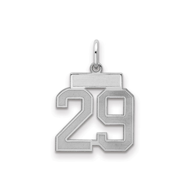 Sterling Silver Number 29 Pendant Charm, Polished Finish, Athletic Font, Unisex Sports Jewelry