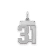 Sterling Silver Number 31 Pendant, Bold Block Font Sports Charm, Unisex Team Jersey Jewelry