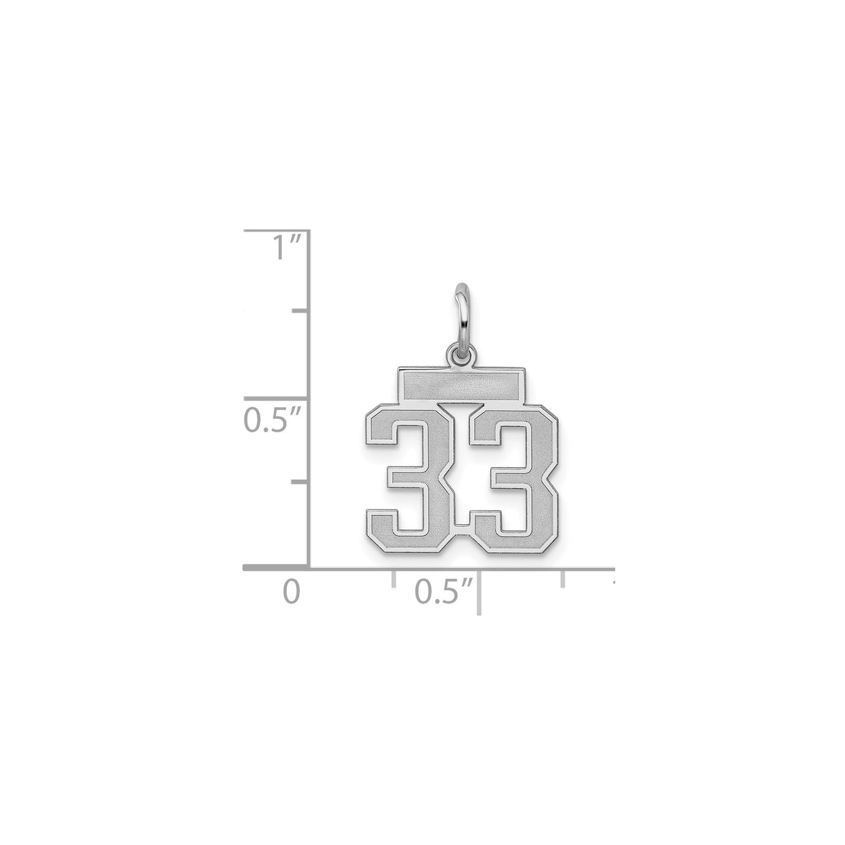 Sterling Silver Number 33 Pendant Charm, Block Font Sports Style, Unisex Athletic Jewelry