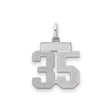 Small Satin Number 35 Charm Pendant in Real 925 Sterling Silver