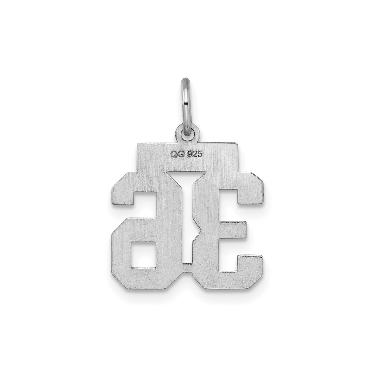Small Satin Number 36 Charm Pendant in Real 925 Sterling Silver