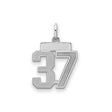 Small Satin Number 37 Charm Pendant in Real 925 Sterling Silver