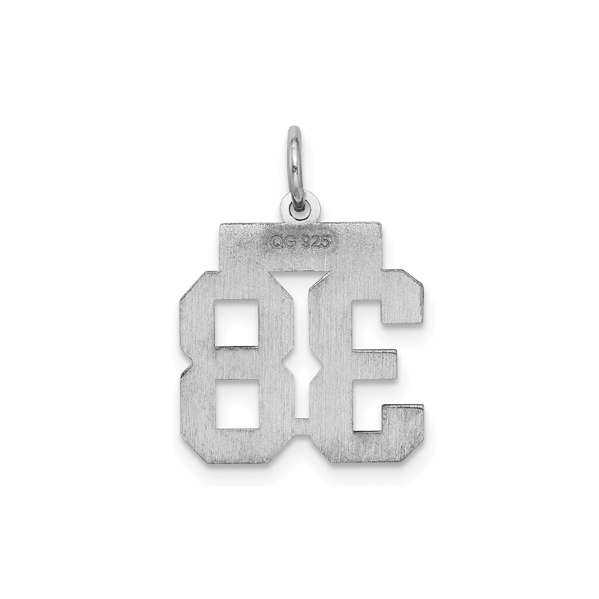 Small Satin Number 38 Charm Pendant in Real 925 Sterling Silver