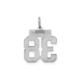 Small Satin Number 38 Charm Pendant in Real 925 Sterling Silver