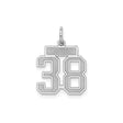 Small Satin Number 38 Charm Pendant in Real 925 Sterling Silver