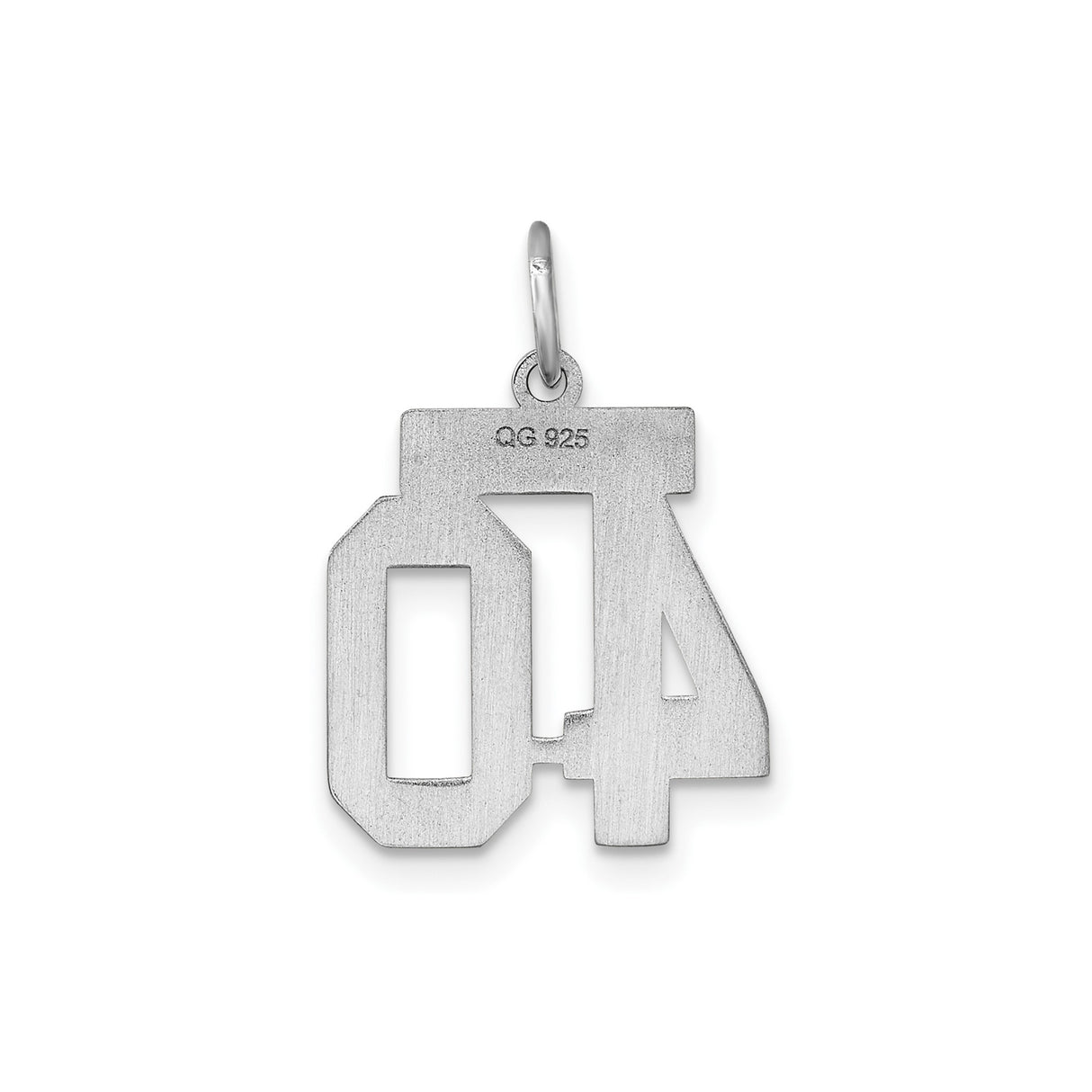Small Satin Number 40 Charm Pendant in Real 925 Sterling Silver