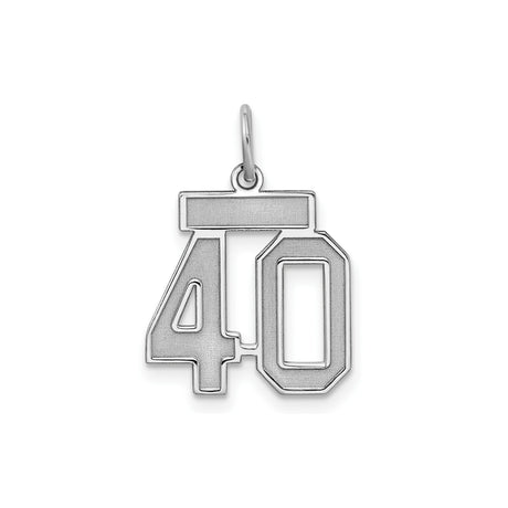 Small Satin Number 40 Charm Pendant in Real 925 Sterling Silver